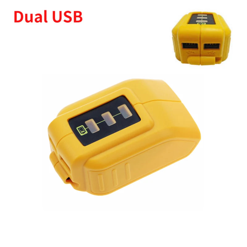 Replacement DCB090 Power Source For Dewalt 20V 18V Battery Adapter with Dual USB DC 12V LED Work Light Converter Power Supply