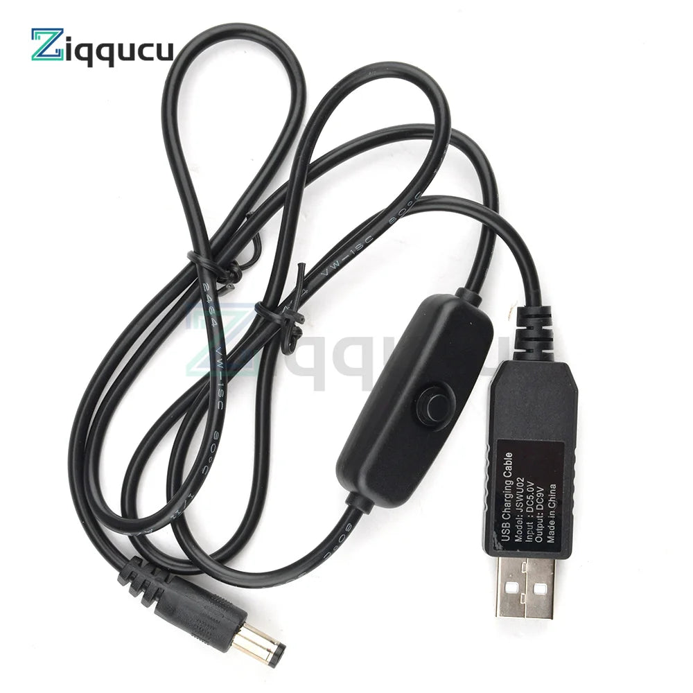 USB Power Boost Line DC 5V to DC 5V 9V 12V Step UP Module USB Converter Adapter Cable with Switch Plug Length 1m