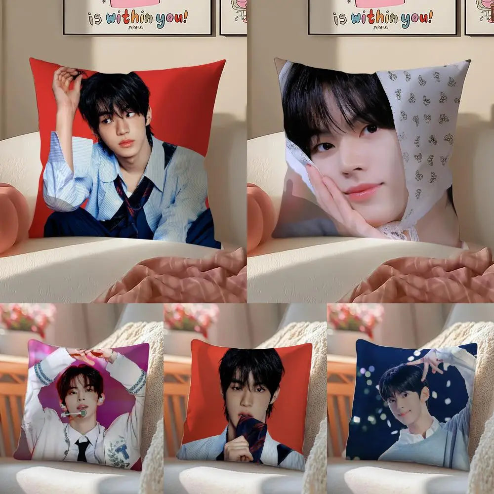Kpop Handsome Singer K-Kim Do-hoon Cushion Cover Pillowcase Short Plush Invisible zipper Room Sofa Cushion Cover