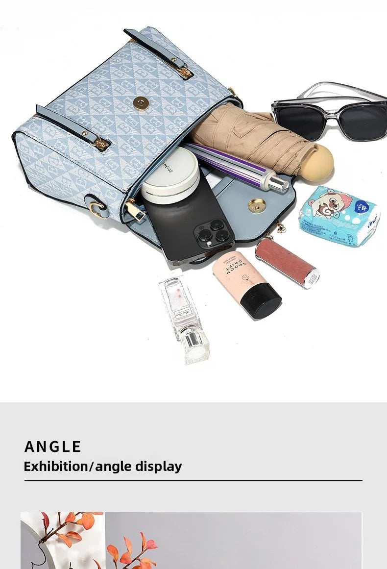 Women's Handbag, New Fashion Trend, Embossed Solid Color, Versatile Casual Shoulder and Crossbody Bag for Women