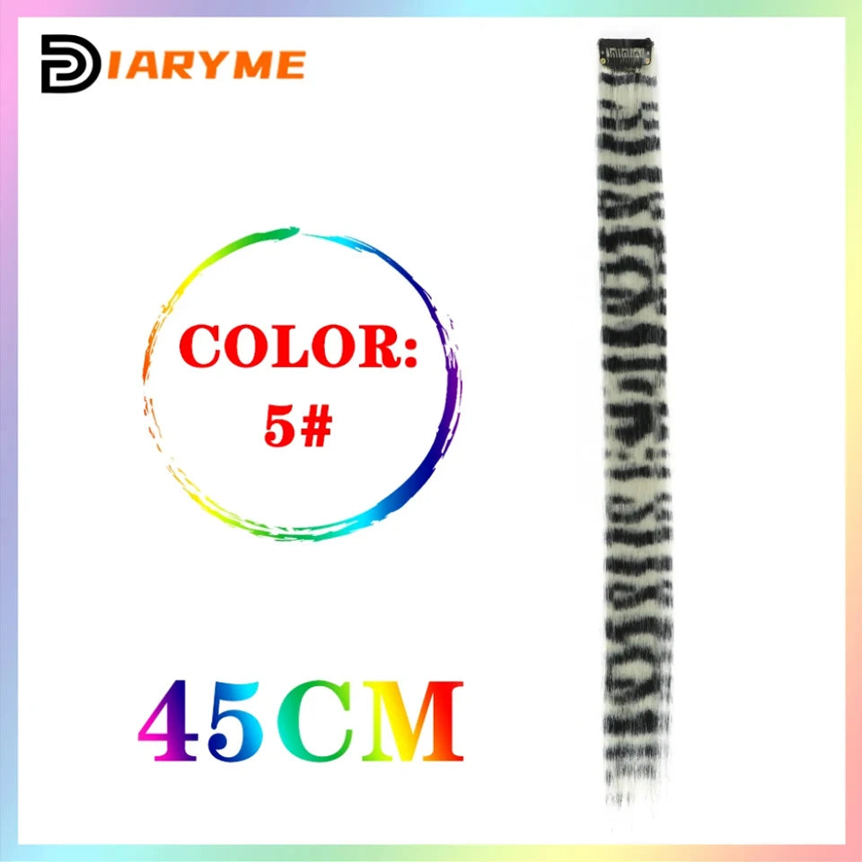 Colorful Hair Extensions Curly One Clip in Synthetic Long Hairpiece For Girls Women Kid Multi-colors Party Highlights Wig Piece