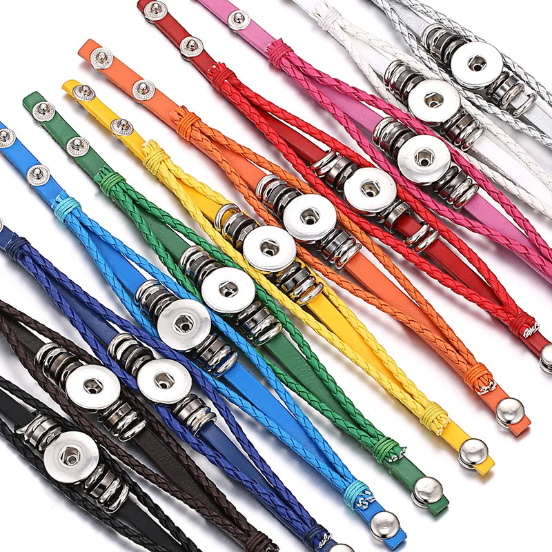 10pcs/lot Wholesale Metal 18mm Snap Button Bracelet Bangles Silver Gold Color Snap Bracelet Fit 20mm 18MM Snap Buttons Jewelry