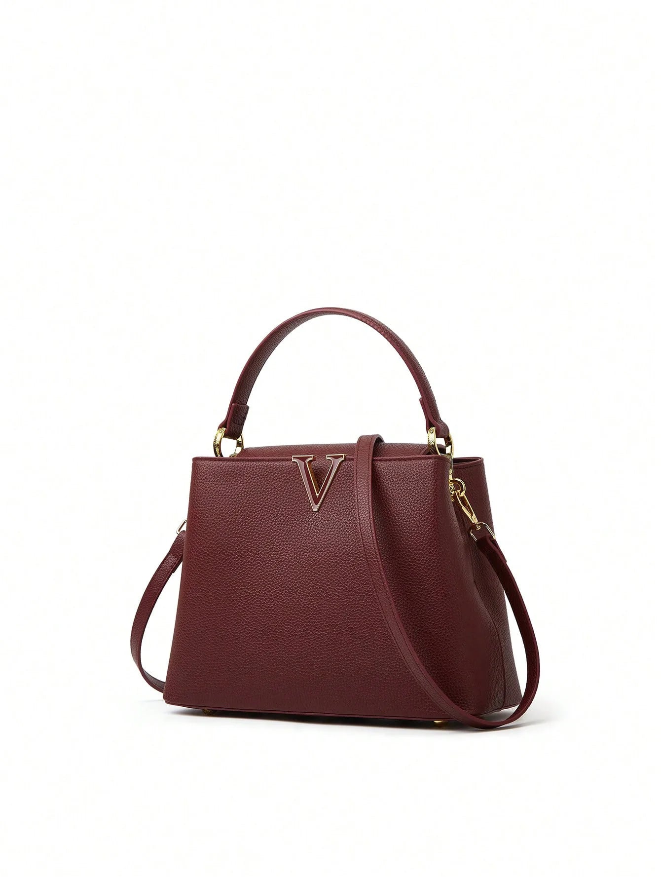 New 2025 simple V-shaped decorative handheld fashionable messenger bag trendy bucket women's small bag