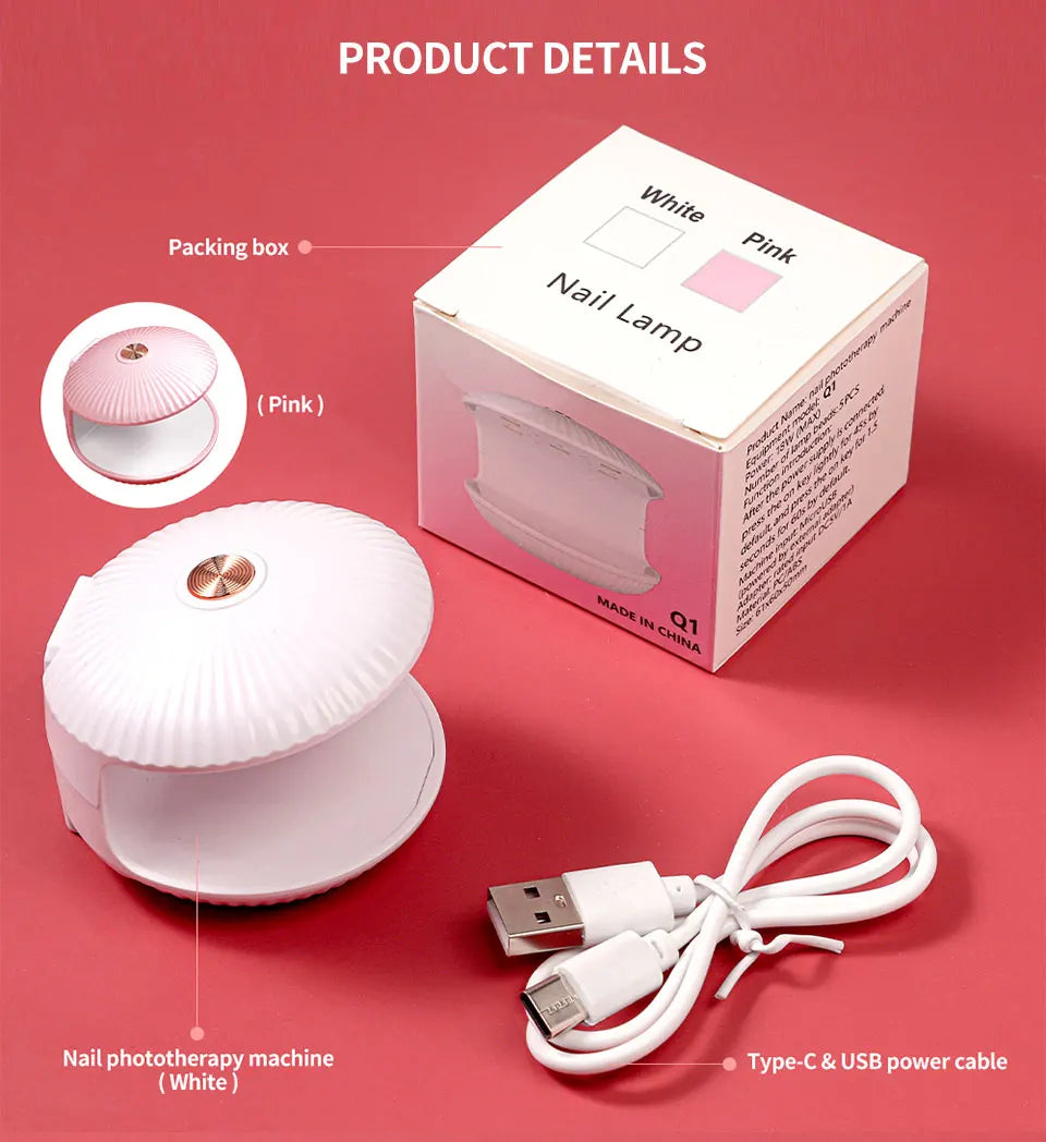 Mini Nail Dryer UV LED Lamp Machine Shell Single Finger Phototherapy Machine for Nails UV Gel Polish Quick Drying Manicure Tools
