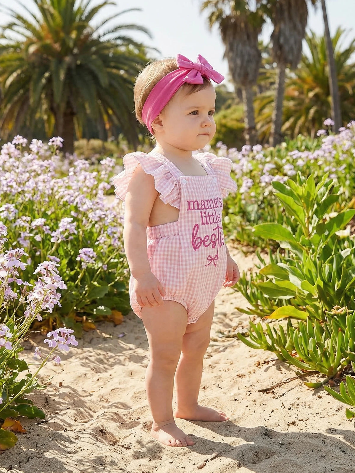 Baby Girl 2Pcs Summer Outfits Ruffle Sleeveless Bow Embroidery Romper with Headband Set Newborn Baby Bodysuits Clothes
