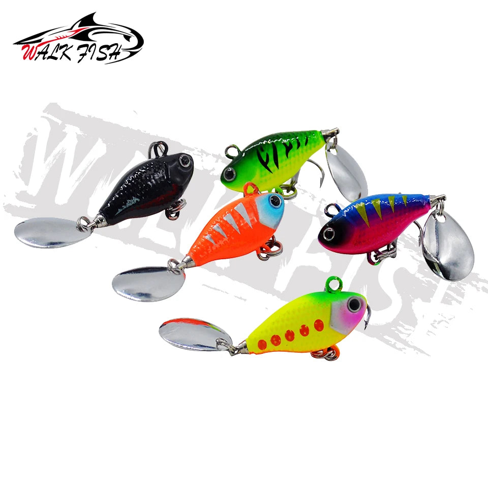 WALK FISH New 15g Metal Vib Rotating Spoon Wobbles Vibration Fishing Lures for Pike Bass Winter Jigs Pesca Fishing Tackle