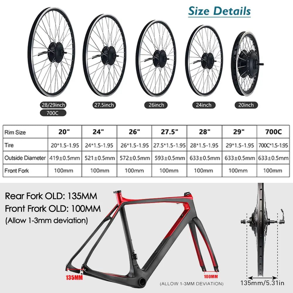 250W 350W 500W High Spedd Ebike Hub Motor & Assembled Wheel 20-29Inch 700C Tyre Electric Bicycle  Rotary Cassette Ebike Kit