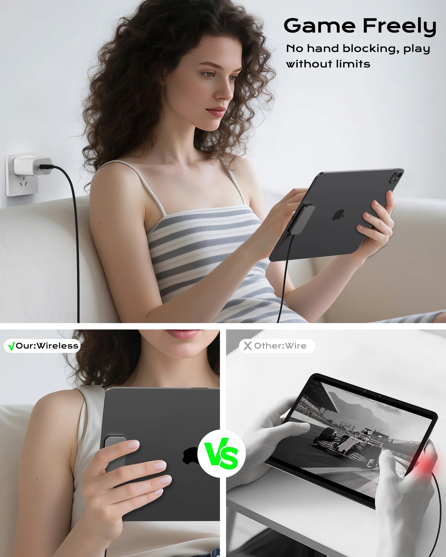 M30 Magnetic Wireless Charger for iPad Pro/iPad Air Fast Charging Smart Connector Charger with 5.56ft USB-C Cable(Adapter Not)