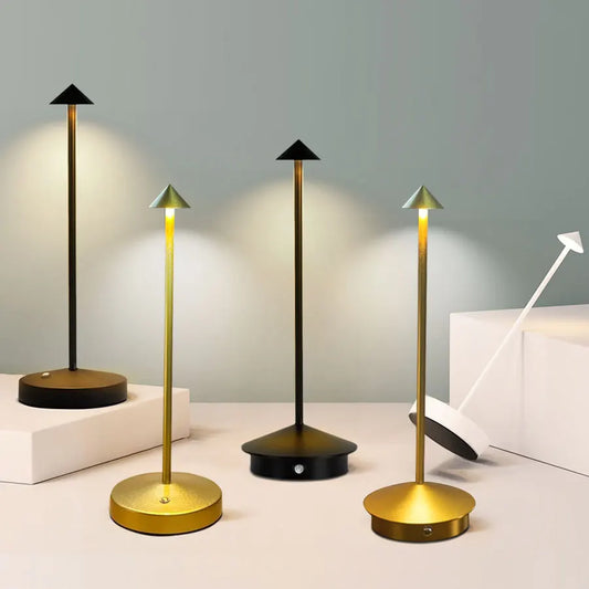 Rechargeable LED Table Lamp Touch Metal Table Lamp Three Colors Cordless Reading Lamp Ambient Light Bar Outdoor Decoration Night
