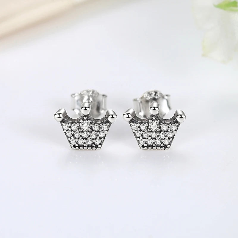 Original 925 Sterling Silver Earrings 2025 Crystal Love Heart Infinity Stud Earings For Women Piercing Rose Gold Gift Jewelry