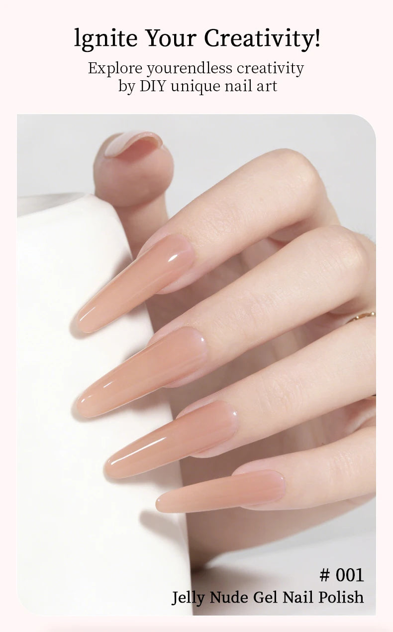 Nude Series Gel Nail Polish Soak Off UV LED Semi Permanent Jelly Nude Pink Gel Varnish Long Lasting Manicure Salon DIY Nail Art