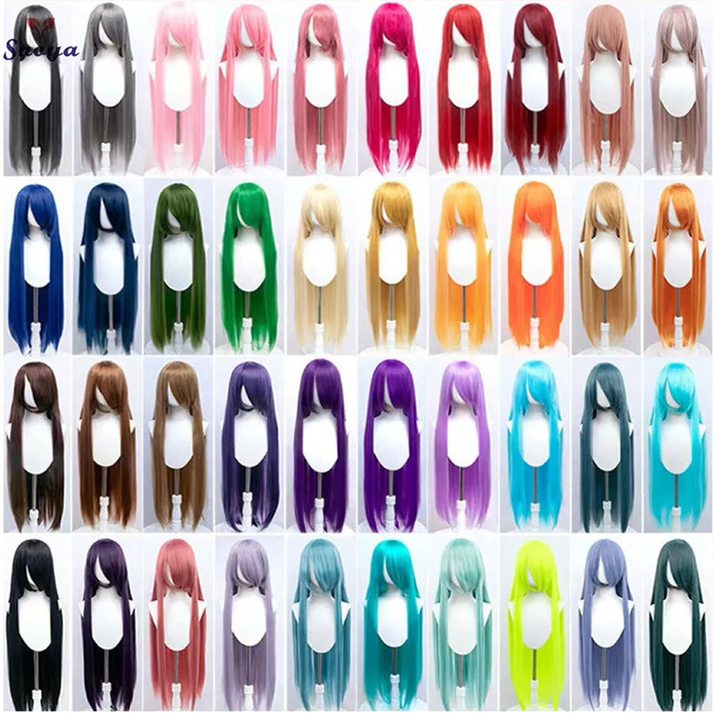 Snoya 100cm synthetic long straight cosplay wig with bangs Heat Resistant hair Anime pink blonde red purple women wig