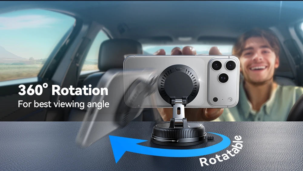 Joyroom Magnetic Car Mount Charger Vacuum Gel 2-in-1 Strong Suction Magnetic 15W Car Phone Holder Charger for iPhone 17 16 15 14