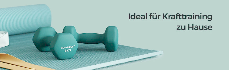 SONGMICS dumbbells set 2x3 kg dumbbell set short dumbbells hexagon neoprene coating