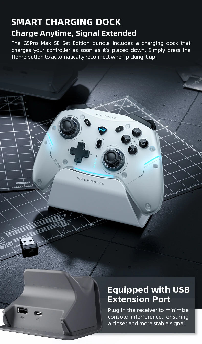 MACHENIKE G5Pro Max SE Gaming Controller Charging Dock Optional Hall Effect Joysticks Triggers RGB Light Wireless Gamepad