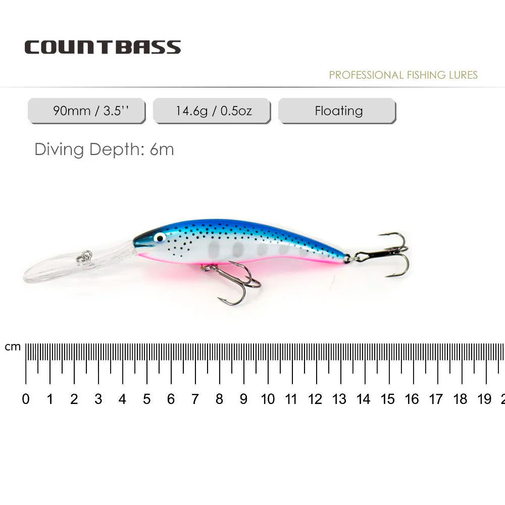Countbass Deep Tail Wobbler 90mm 110mm Floating Diving Depth 6-9M Crankbait Chatterbait Fishing Lures Hard Bait