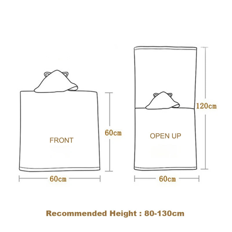 60-120cm Kids Hooded Bath Beach Poncho Towels Baby Quick Dry Bathrobe Child Cartoon Cloak Poncho Towels Microfiber Swim Cover-up
