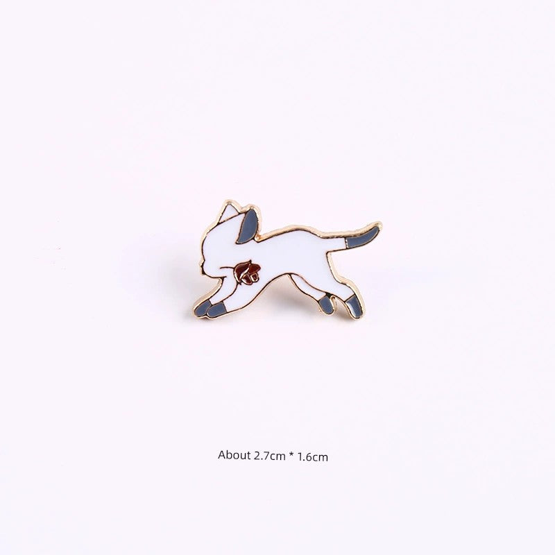 INS Japanese Style Black and White Cat Schoolbag Couple Brooch