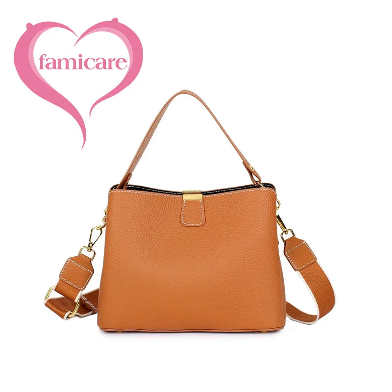2024 New Women's Bag Female Luxury Soft Genuine Leather Handbag Lady Fashion Daily Casual Shoulder Bag Girls Crossbody Messenger