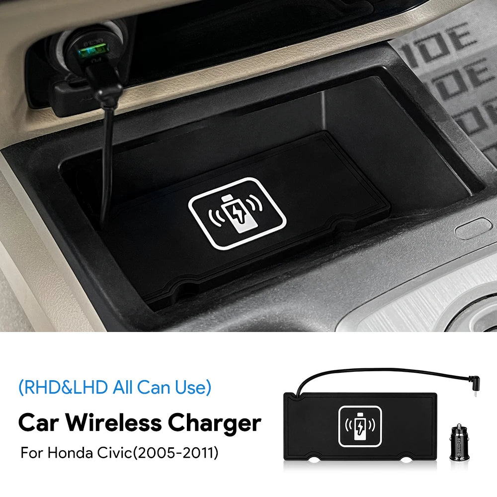 Car Wireless Charger For Honda Civic 2005 2006 2007 2008 2009 2010 2011 Car Mobile Phone Charging Fast Wirelessly 15W Board
