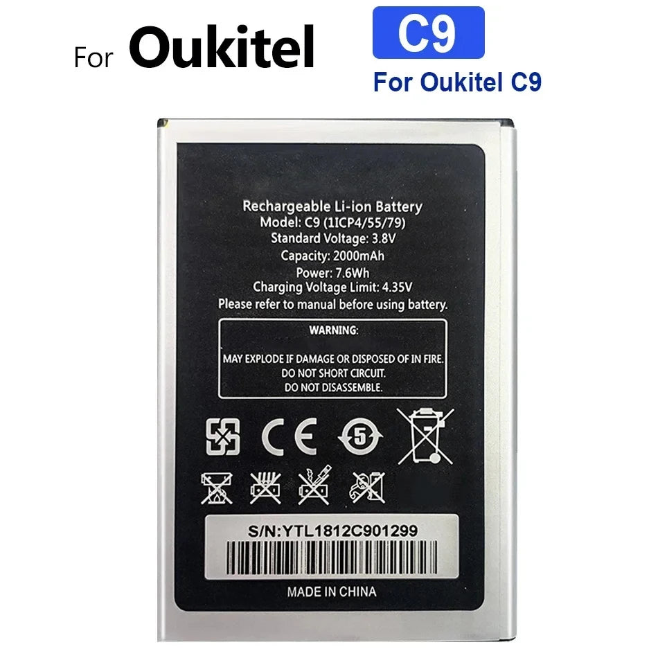 Battery for Oukitel U25 U20 U16 U15 U11 U7(pro Plus MAX) U22 U18 U10 C21 C18 C17 C15 C12 C11 C5 S70 Pro C25 C10 C8 C4 C2 S80 S77