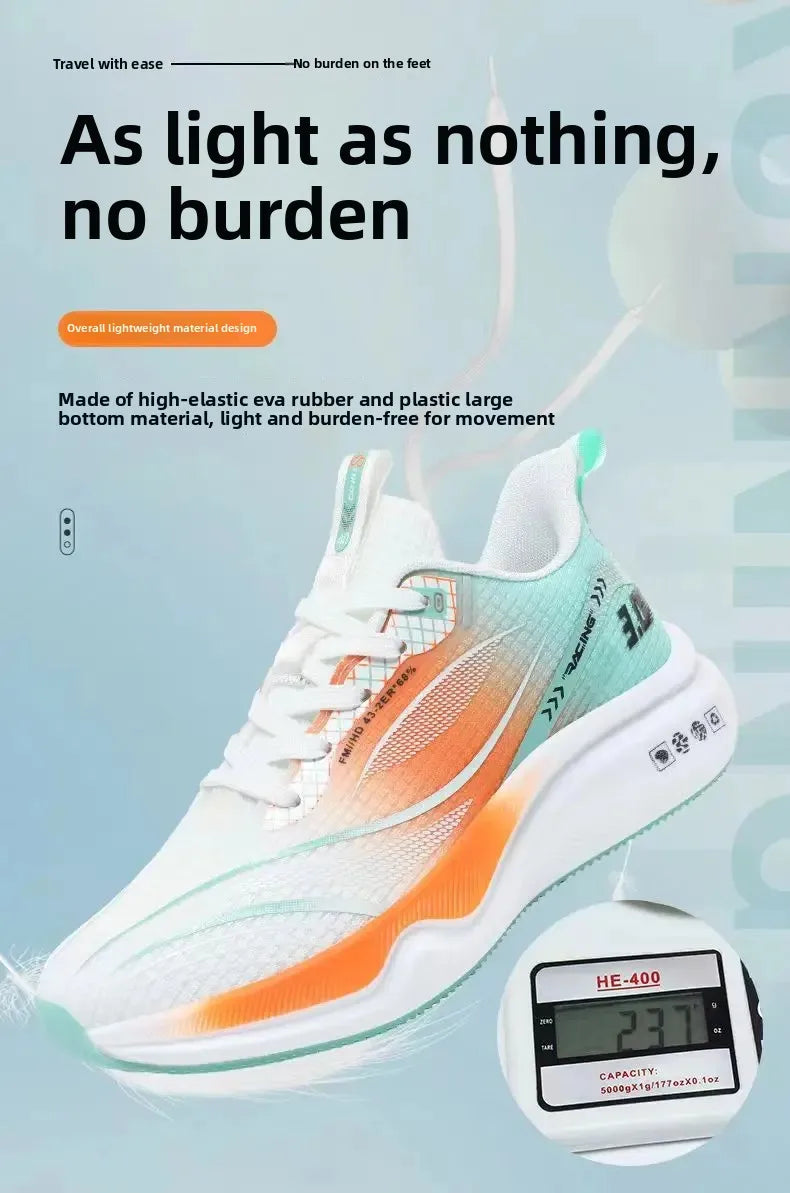 Ice Silk Mesh Sports Shoes Running Shoes Thick Bottom Soft Bottom Breathable Trendy Casual Men's Shoes Comfortable EVA Insole