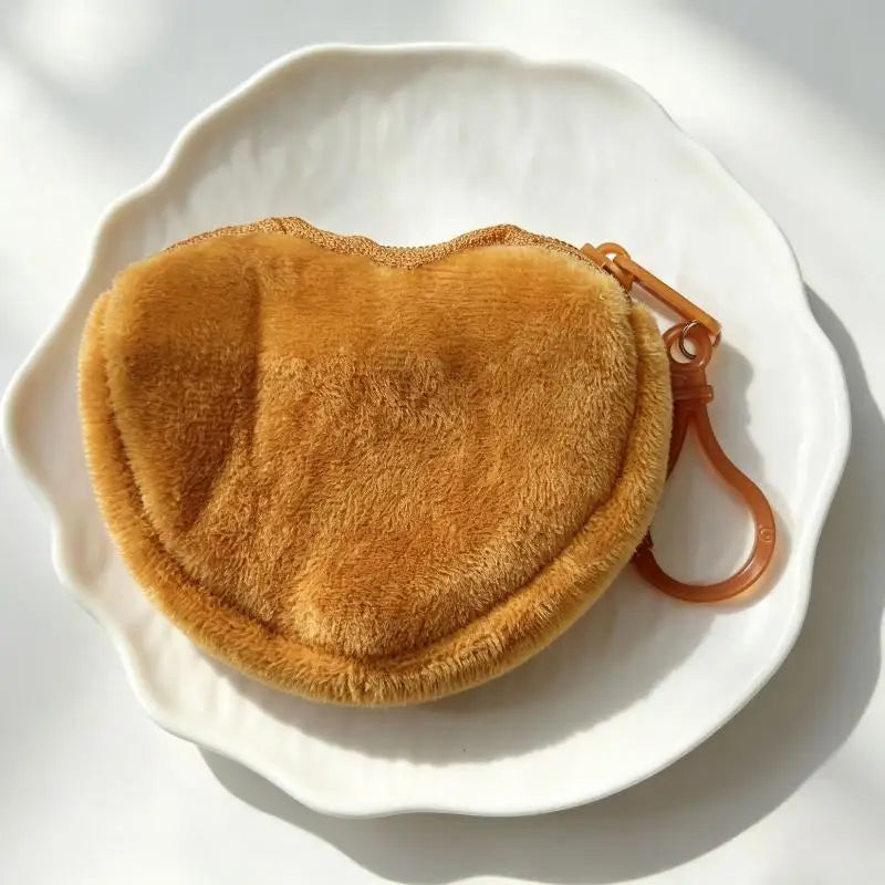 Solid Plush Heart Coin Purse Women's Cute Wallet ID Card Bag Keychain Minimalist Coin Bag Kawaii Wallets For Women Gift