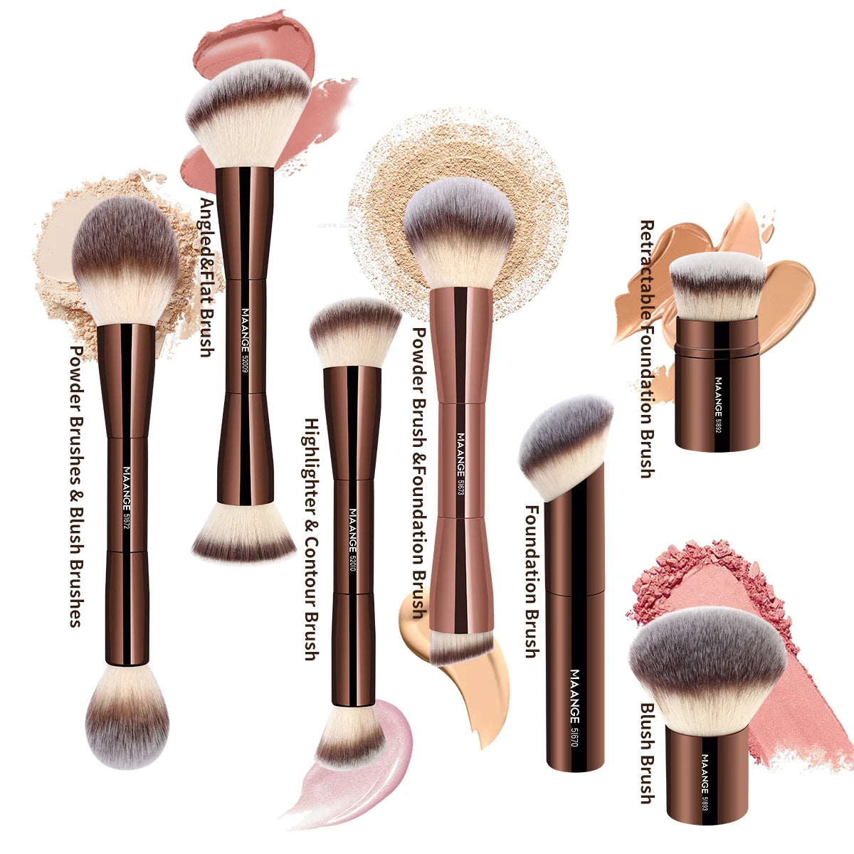 MAANGE Professional Makeup Brush Set Double Head Foundation Powder Concealer Blush Makeup Brush Soft Fiber Hair Cosmetic Beauty