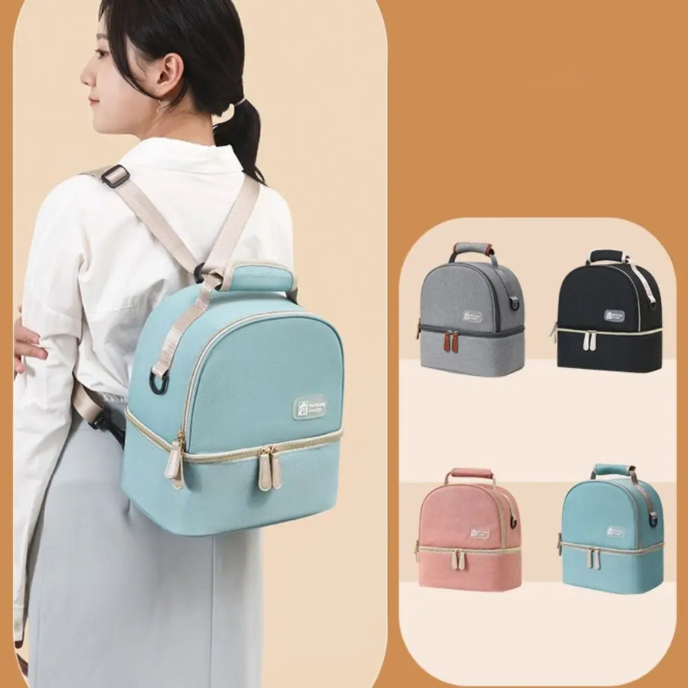 Multifunctional Maternity Backpack Double Layer Lightweight Breastmilk Cooler Bag Large Capacity Portable Lunch Bag Women Kid