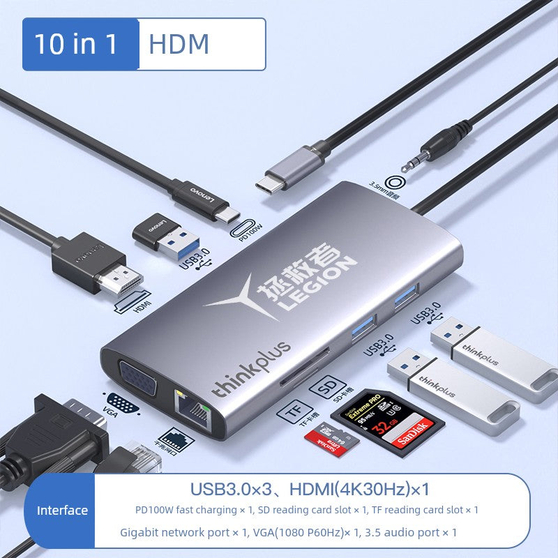 Lenovo Saver USB Cast Screen Network Cable Expansion Dock