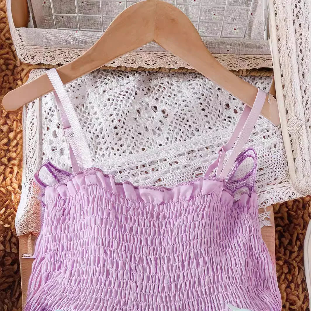 Baby Girls Big Butterfly Wings Gauze Princess Dress Lovely Kids Summer Sleeveless Tulle Sling Dress Children Birthday Party Gown