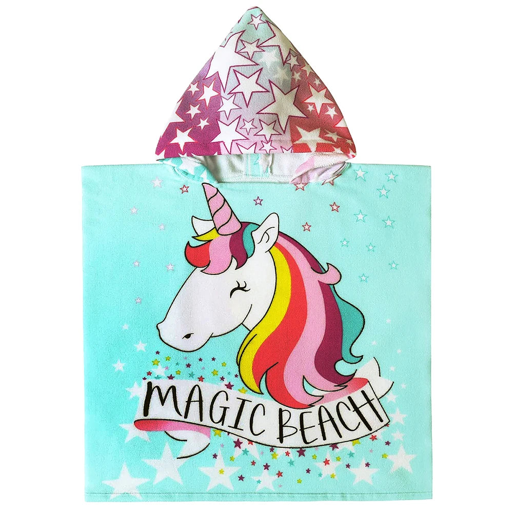 Children Bathing Stuff Kids Hooded Cape Towel Boy Shark Bathrobe Baby Dinosaur Bath Towel Girls Unicorn Beach Towel Wrap Blanket