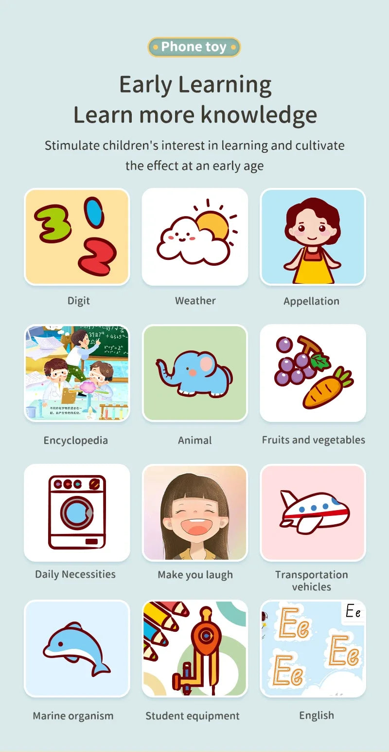 Montessori Baby Cell Phone Toys Children Simulation Phone Musical Early Educational Toy Infant Mobile Phone Model Vocal Toy Gift