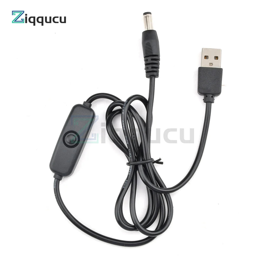 USB Power Boost Line DC 5V to DC 5V 9V 12V Step UP Module USB Converter Adapter Cable with Switch Plug Length 1m