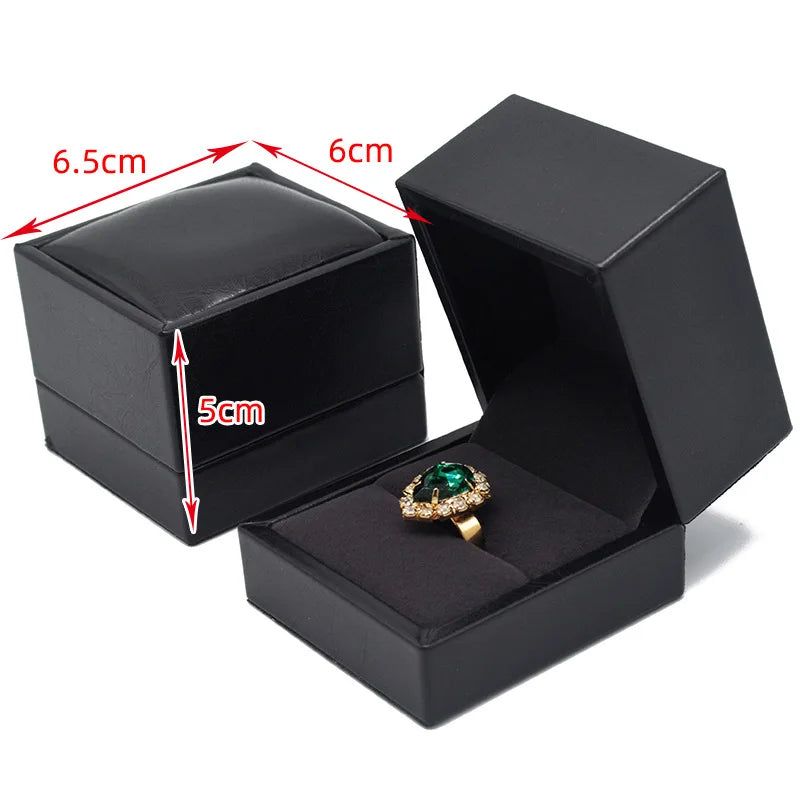 Black PU Leather Ring Box Jewelry Packing Box Necklace Pendant Bracelet Gift Box Earrings Necklace Bracelet Packing Set