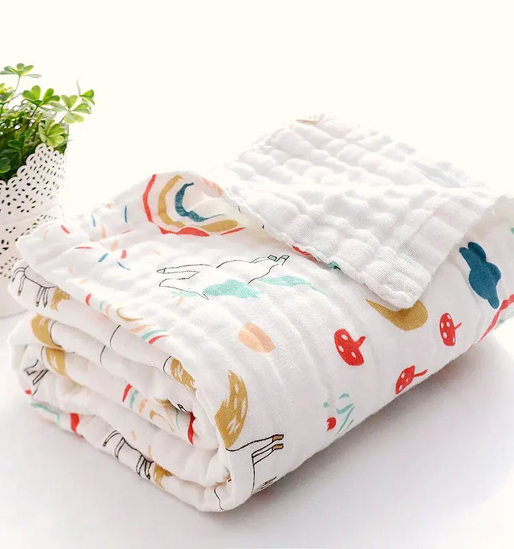 Baby Bath Towel Boy Girl Cotton Blanket For Newborn Bathrobe 4-Layer Gauze Washcloth Infant Swaddle