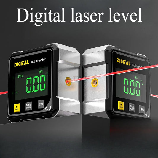 Woodworking Tools 4-sided Magnetic Dual Laser Inclinometer Digital Angle Measuring Instrument with Tilt Measurement Laser Level