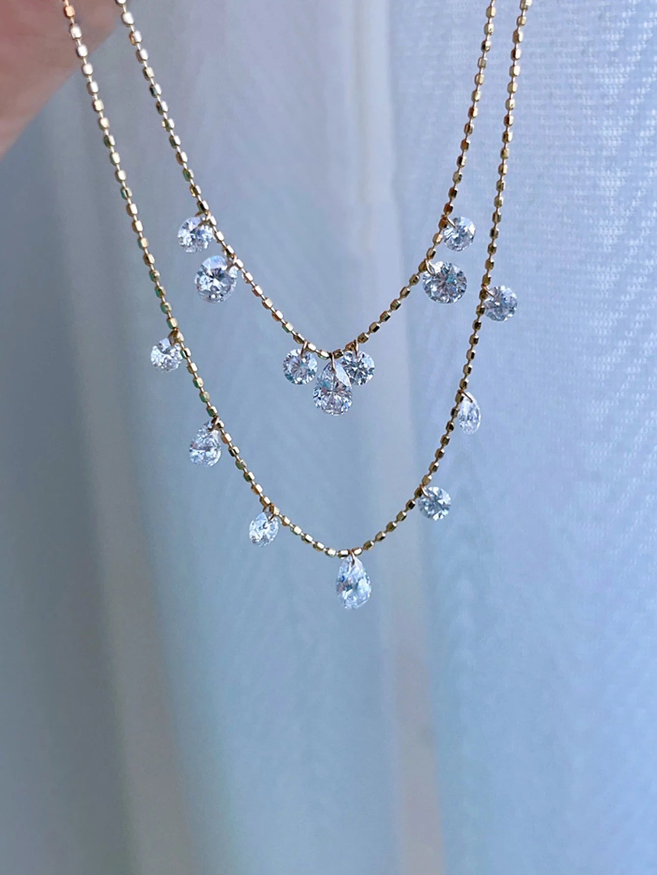 S925 pure silver women's necklace water droplet pendant collarbone chain light luxury fashion personality holiday gift