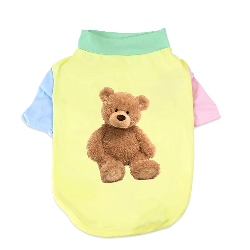 1 PC Pet T-Shirt, Cats & Dogs Soft Pure Cotton Teddy Bear Dopamine Vest. Shih Tzu, Siamese Cat Little Pet Daily Outfit