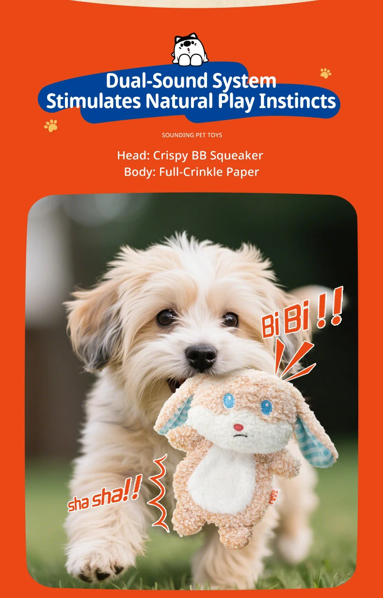 Cute Small Animal Dog Plush Toys Full Body Rattle with Built-In Squeaker Interactive Pet Playtime Toy to Reduce Loneliness