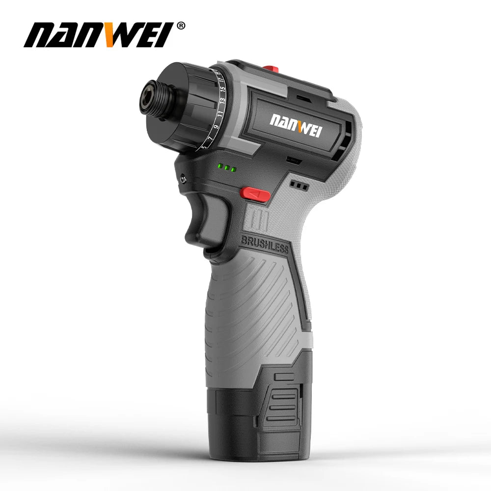 NANWEI 16.8V Lithium-ion Cordless Drill Handheld Universal Brushless Double Speed Driver Cordless Screwdriver