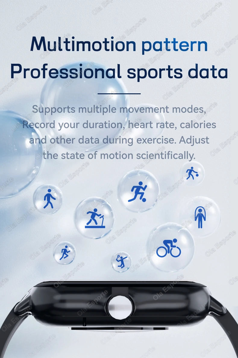 New Multi-sport Smart Watch Heart Rate Monitor Blood Oxygen Tracking BT Calls 240*280 Screen IP67 Waterproof Android iOS Watches