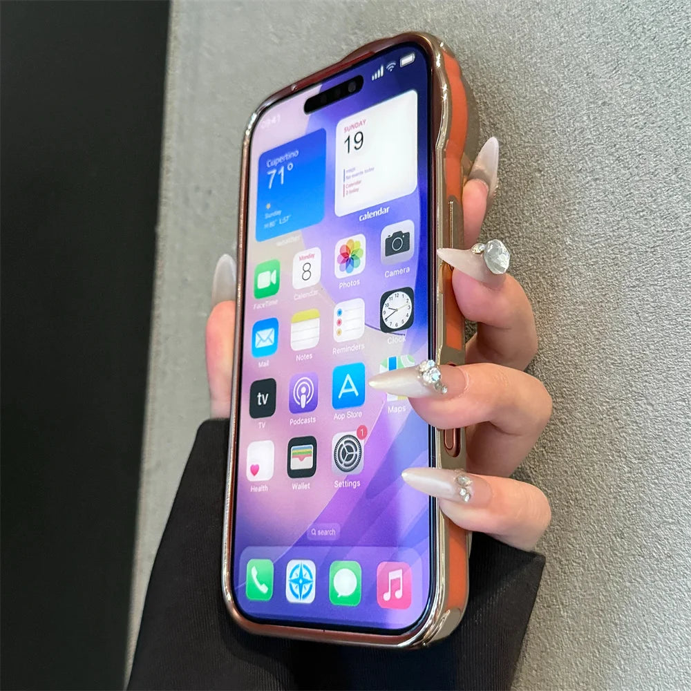 Motorcycle 3D Flip Up Bracket Lens Protection Case for iPhone 12 13 14 15 Plus 16 17 Pro Max Airbag Shockproof Solid Color Cover