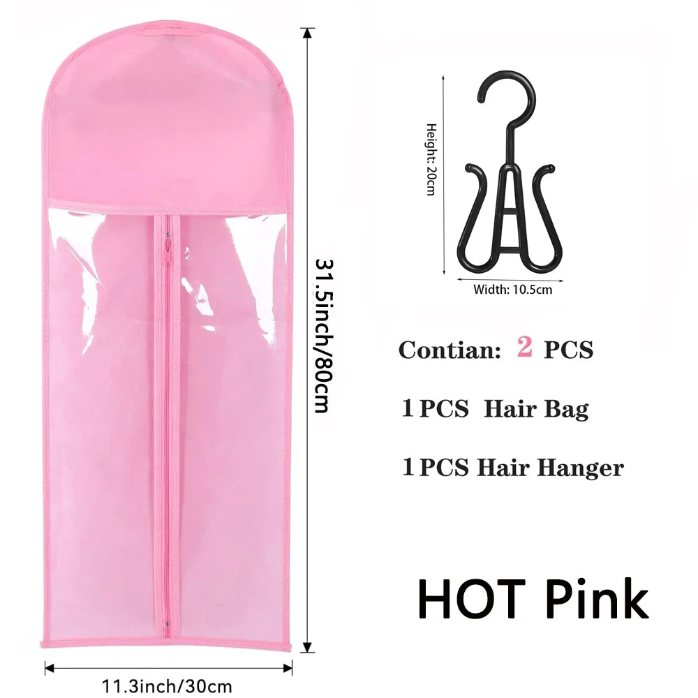 Wig Storage Bag Extra Long Hair Extension Storage Bag With Hanger For Wigs Hair Extensions Hairpiece Wig Bag With Wig Hanger