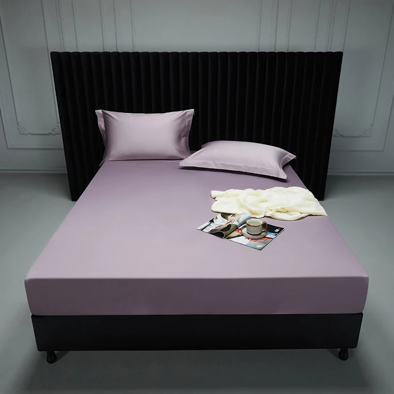 1000TC Egyptian Cotton Fitted Sheet Solid Color Bed Sheet Mattress Cover Elastic Band Fitted Sheet 160x200 180X200 Fit Sheet 1Pc
