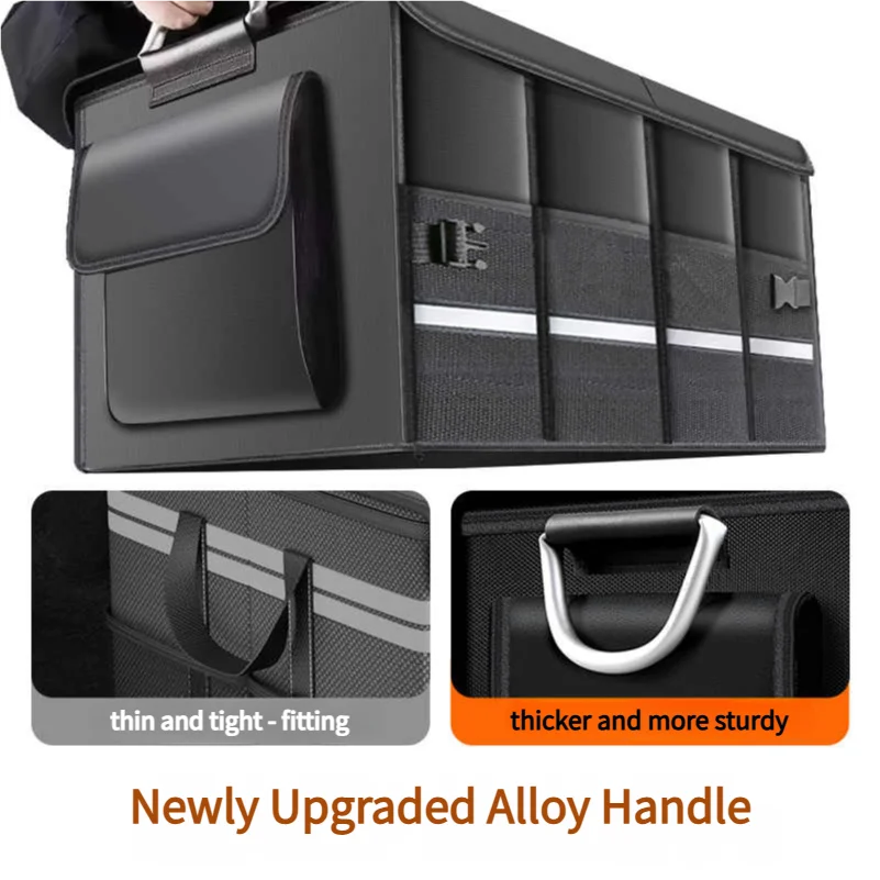 Heavy-Duty 72L Trunk Organizer for Car Large-Capacity Foladable Storage Box High-Density Oxford Cloth Waterproof Car Organizer