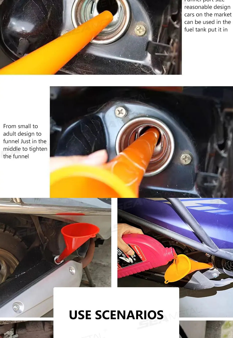 SEAMETAL Car Long Stem Funnel Oil Fuel Filling Tools Anti-splash Plastic Funnel Auto Accessories Motorcycle Refueling Tools