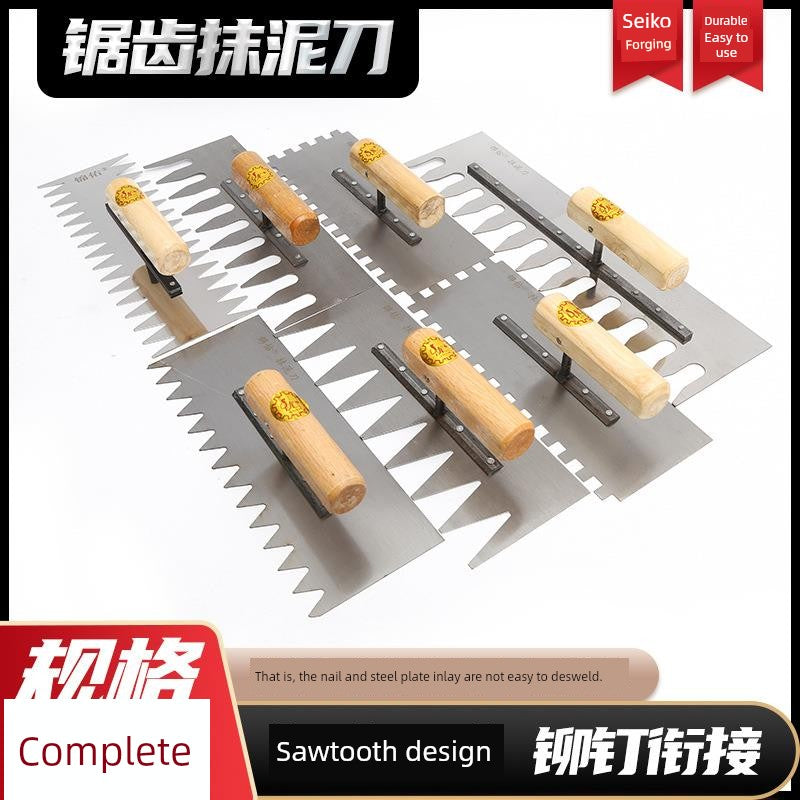 Tile Serrated Spatula Square Tooth Toothed Plastering Knife Paving Tile Plastering Knife Flat Gray Batch Ash Spoon Masonry Tool