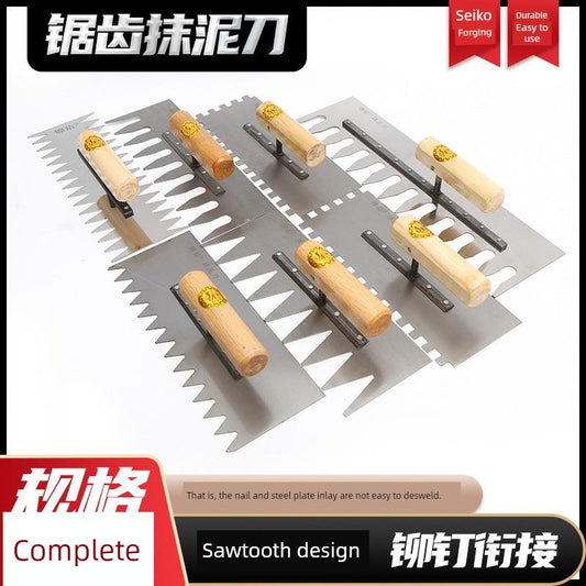 Tile Serrated Spatula Square Tooth Toothed Plastering Knife Paving Tile Plastering Knife Flat Gray Batch Ash Spoon Masonry Tool