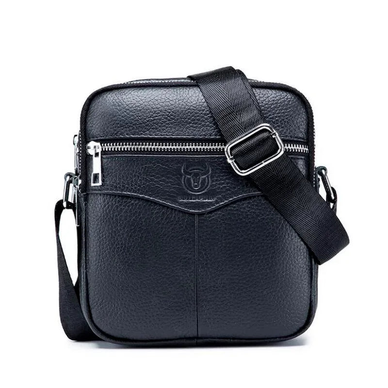 BULLCAPTAIN 2024 New Brand 100% cowhide men's bag shoulder bags high quality messenger small bag retro square luxury  handbag